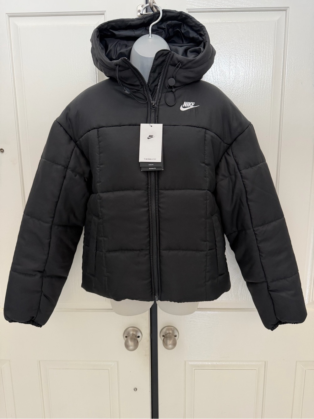 Nike Black Puffer Hooded Zip Up Jacket Sz XS